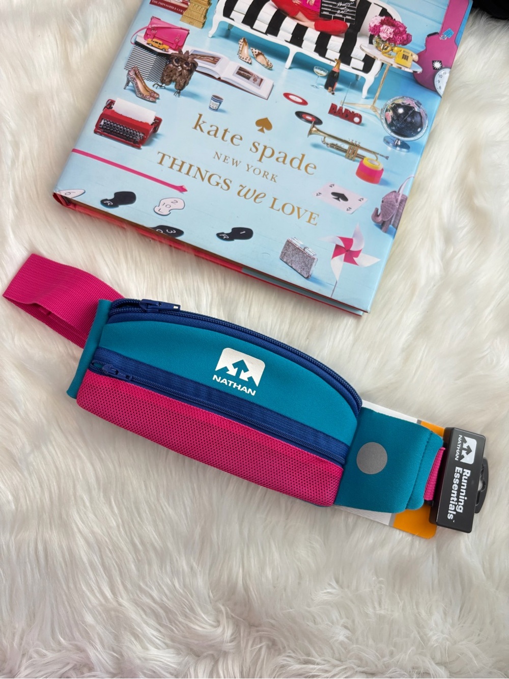 Nathan Running Waist Pouch Crossbody Bag in Teal & Pink